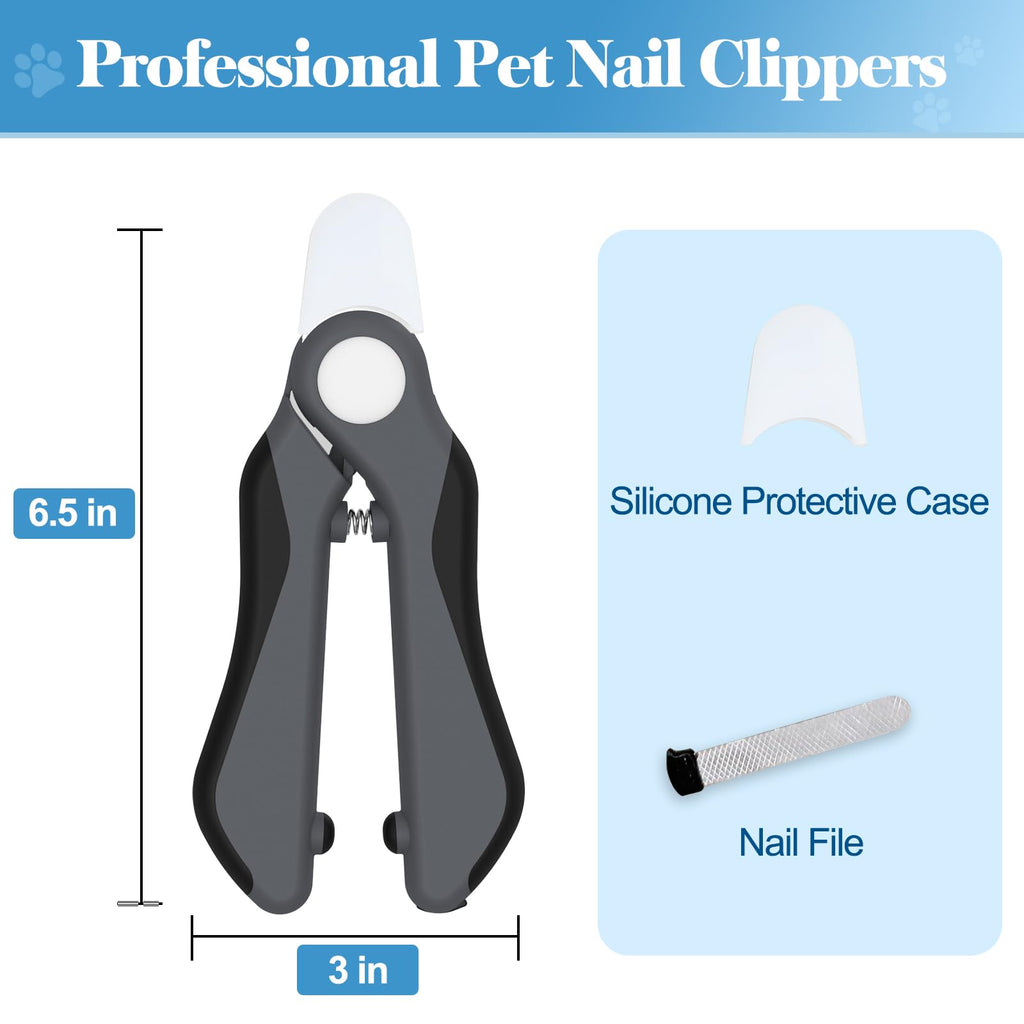 Swihauk Heavy Duty Dog Nail Clippers and Trimmers, Professional Pet Nail Clippers with Nail File for Dogs Cats Small Animal, Claw Clippers with Safety Guard to Prevent Over-Cutting, Gray