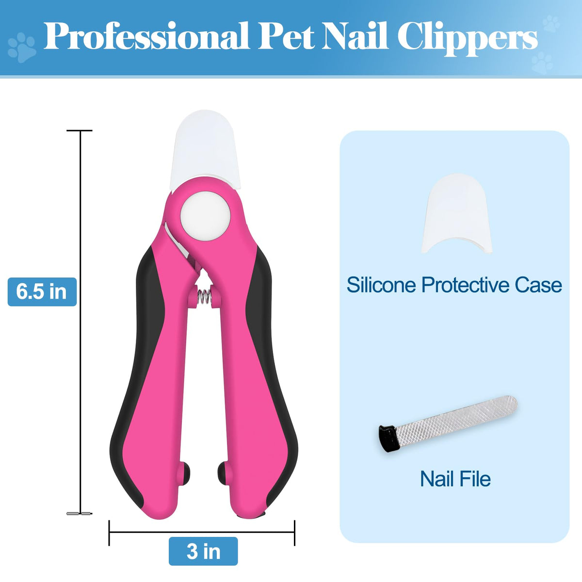 Swihauk Heavy Duty Dog Nail Clippers and Trimmers, Professional Pet Nail Clippers with Nail File for Dogs Cats Small Animal, Claw Clippers with Safety Guard to Prevent Over-Cutting, Pink