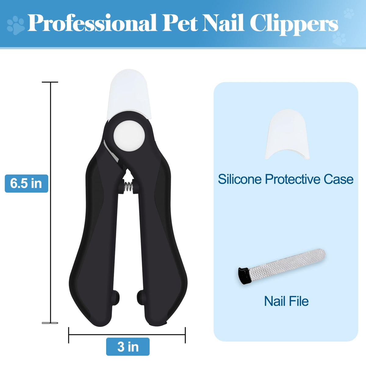 Swihauk Heavy Duty Dog Nail Clippers and Trimmers, Professional Pet Nail Clippers with Nail File for Dogs Cats Small Animal, Claw Clippers with Safety Guard to Prevent Over-Cutting, Black