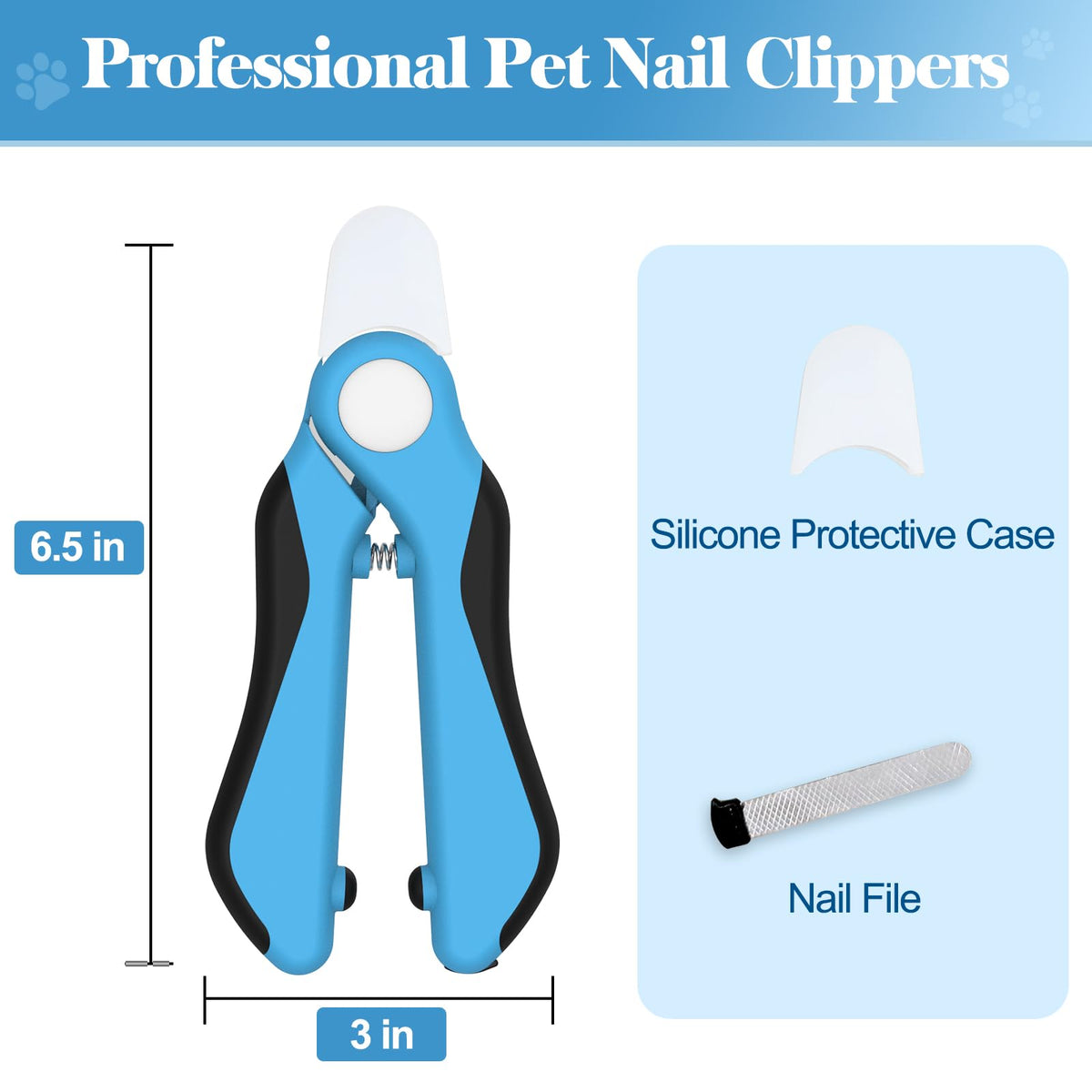 Swihauk Heavy Duty Dog Nail Clippers and Trimmers, Professional Pet Nail Clippers with Nail File for Dogs Cats Small Animal, Claw Clippers with Safety Guard to Prevent Over-Cutting, Blue