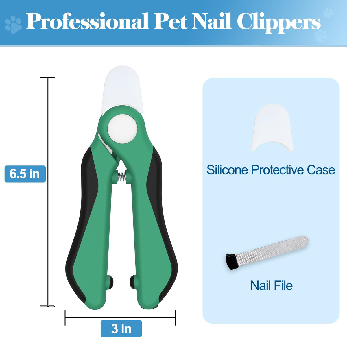 Swihauk Heavy Duty Dog Nail Clippers and Trimmers, Professional Pet Nail Clippers with Nail File for Dogs Cats Small Animal, Claw Clippers with Safety Guard to Prevent Over-Cutting, Green