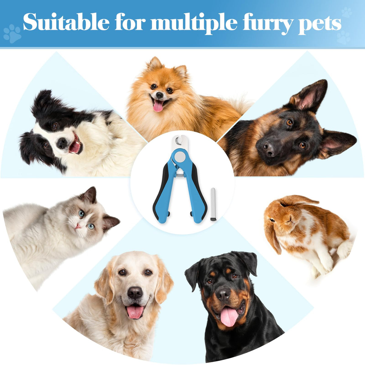 Swihauk Heavy Duty Dog Nail Clippers and Trimmers, Professional Pet Nail Clippers with Nail File for Dogs Cats Small Animal, Claw Clippers with Safety Guard to Prevent Over-Cutting, Blue