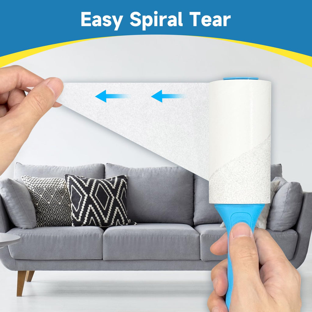 Swihauk 1200 Sheets Extra Sticky Lint Rollers for Pet Hair, Easy Spiral Tear Lint Roller for Clothes with Ergonomic Handle, Multipurpose Lint Remover for Furniture, Carpet, Car Seat