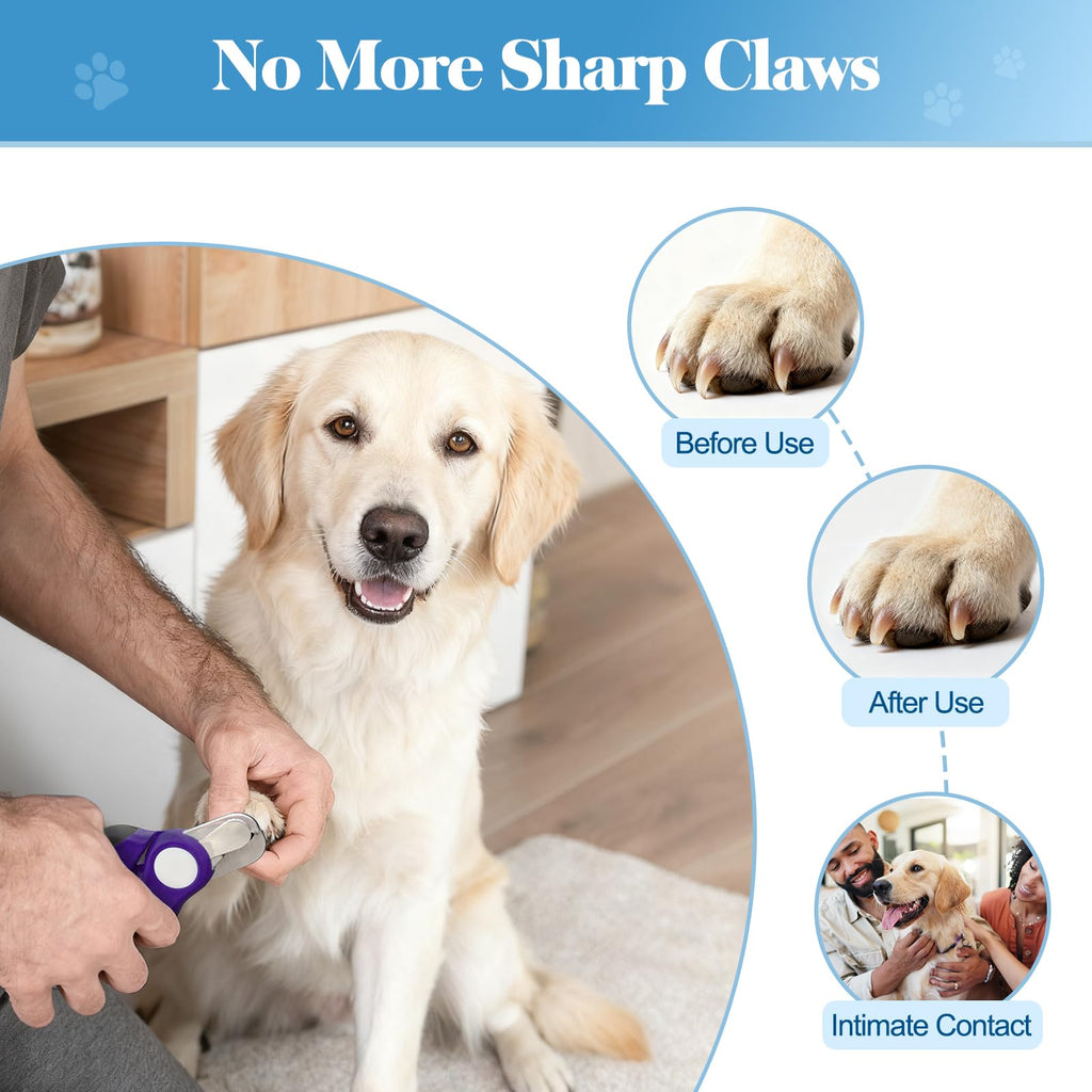 Swihauk Heavy Duty Dog Nail Clippers and Trimmers, Professional Pet Nail Clippers with Nail File for Dogs Cats Small Animal, Claw Clippers with Safety Guard to Prevent Over-Cutting, Purple