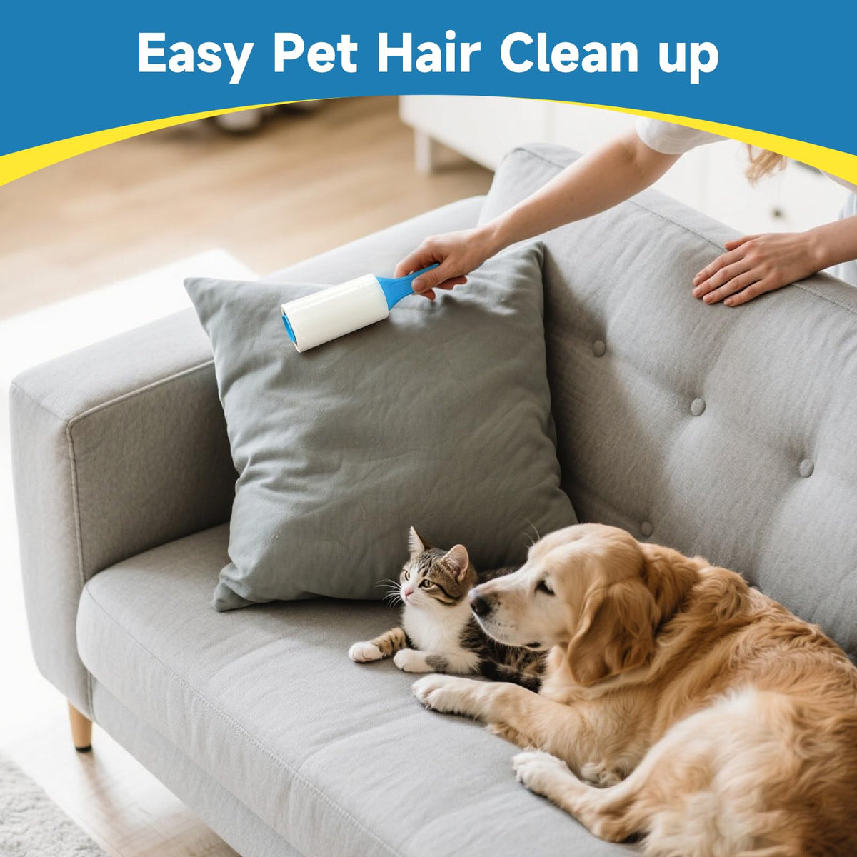 Swihauk 1200 Sheets Extra Sticky Lint Rollers for Pet Hair, Easy Spiral Tear Lint Roller for Clothes with Ergonomic Handle, Multipurpose Lint Remover for Furniture, Carpet, Car Seat