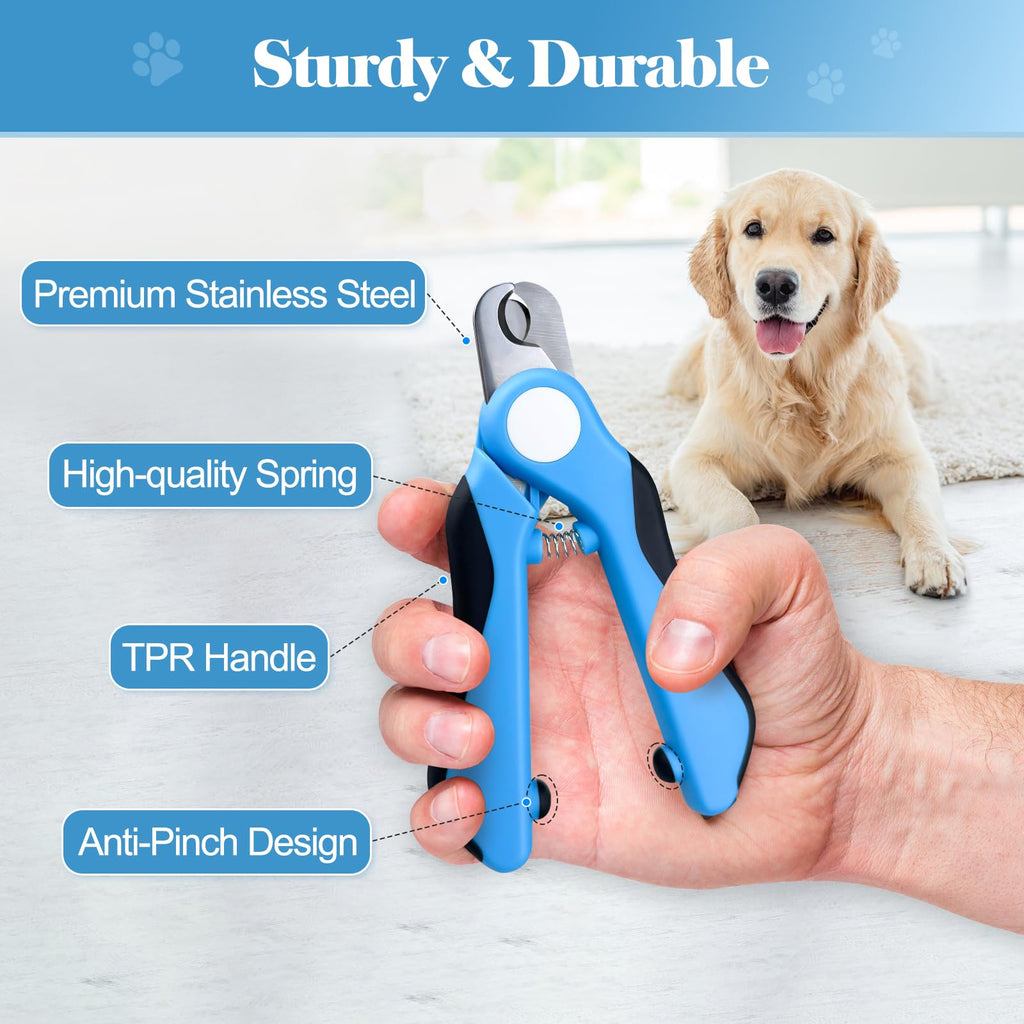 Swihauk Heavy Duty Dog Nail Clippers and Trimmers, Professional Pet Nail Clippers with Nail File for Dogs Cats Small Animal, Claw Clippers with Safety Guard to Prevent Over-Cutting, Blue