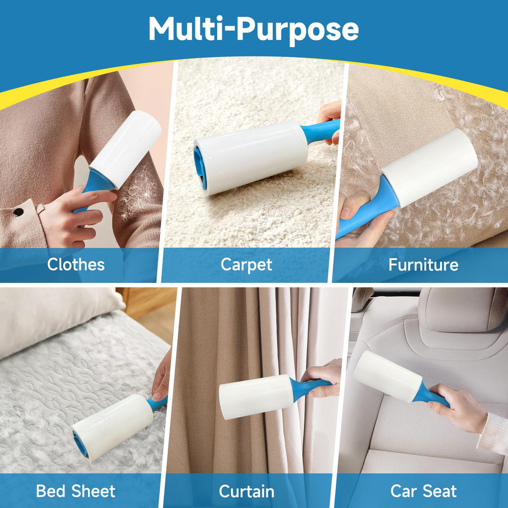 Swihauk 1200 Sheets Extra Sticky Lint Rollers for Pet Hair, Easy Spiral Tear Lint Roller for Clothes with Ergonomic Handle, Multipurpose Lint Remover for Furniture, Carpet, Car Seat